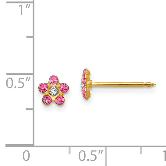Inverness 14k Rose and Aurora Borealis Crystal Flower Post Piercing Earrings