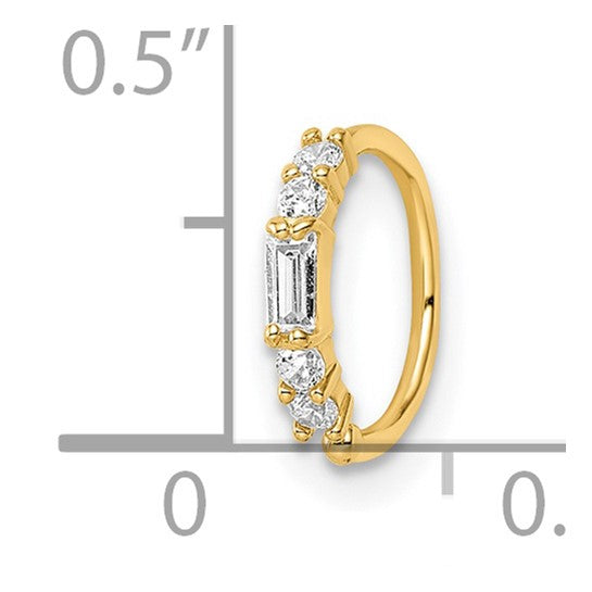 14k 20 Gauge CZ Nose Ring / Ear Cuff