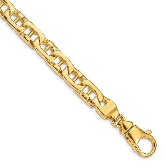 14K 8.5mm Hand Polished Fancy Link with Fancy Lobster Clasp Chain (per inch)