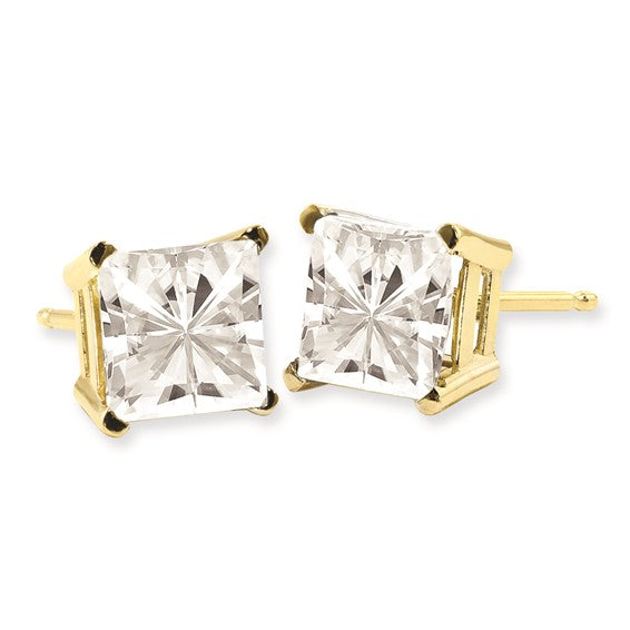 14K Moissanite 3.5mm Square Brilliant Friction Earrings