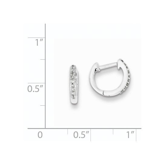 Sterling Silver Rhodium Diam. Huggie Earrings