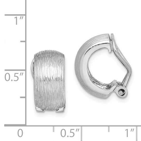 Sterling Silver Rhodium-plated D/C Non-Pierced J-Hoop Earrings