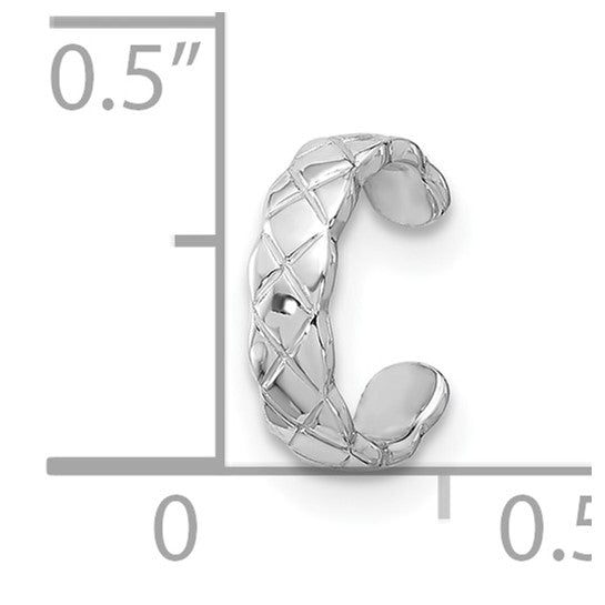 Sterling Silver RH-pltd Polished Criss-cross Design Single Cuff EarringSterling Silver RH-pltd Polished Criss-cross Design Single Cuff Earring