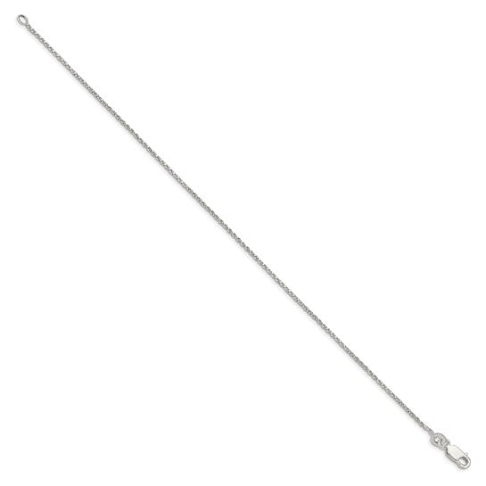 Sterling Silver 1.25mm Twisted Box Chain Anklet