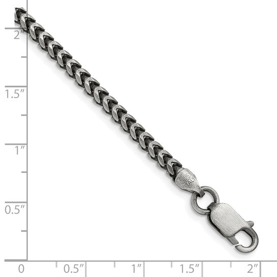 Sterling Silver Antiqued Diamond-Cut Square Franco Chain