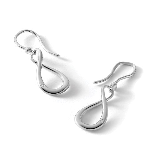 White Ice Sterling Silver Rhodium-plated Diamond Shepherd Hook Dangle Earrings