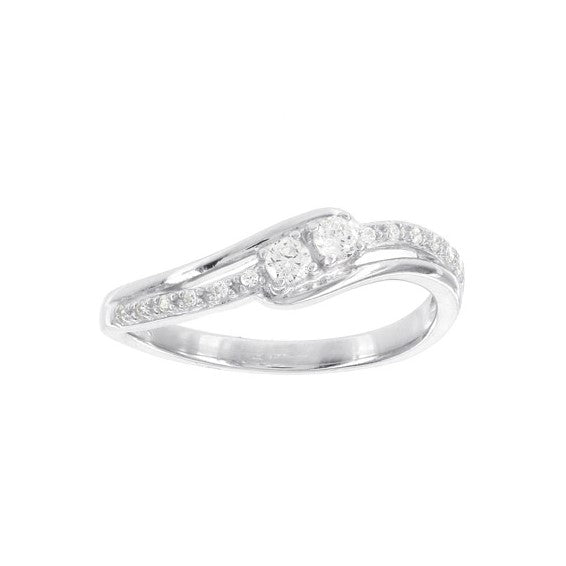 Sterling Silver Polished Fancy Curved Diamond Ring
