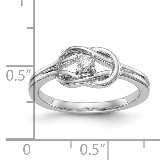 First Promise 14k White Gold Love Knot 1/8 carat Round Diamond Complete Promise/Engagement Ring