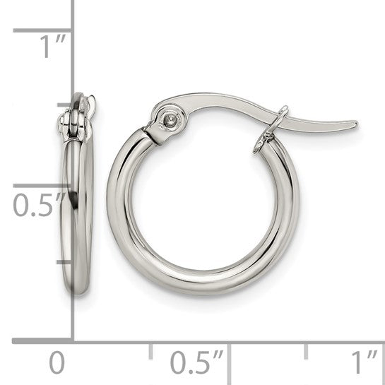 Chisel Stainless Steel Polished 15.5mm Diameter 2mm Hoop Earrings