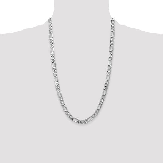 14K White Gold 18 inch 3mm Flat Figaro with Lobster Clasp Chain