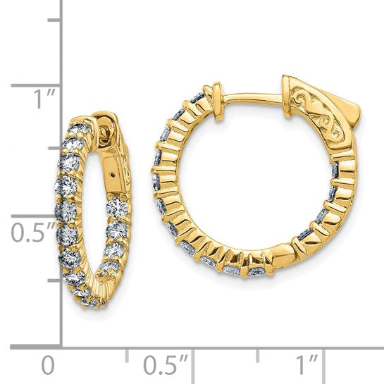 14k 1.5ct 2.30mm G H I True Light Moissanite Hoop w/Safety Clasp Earrings