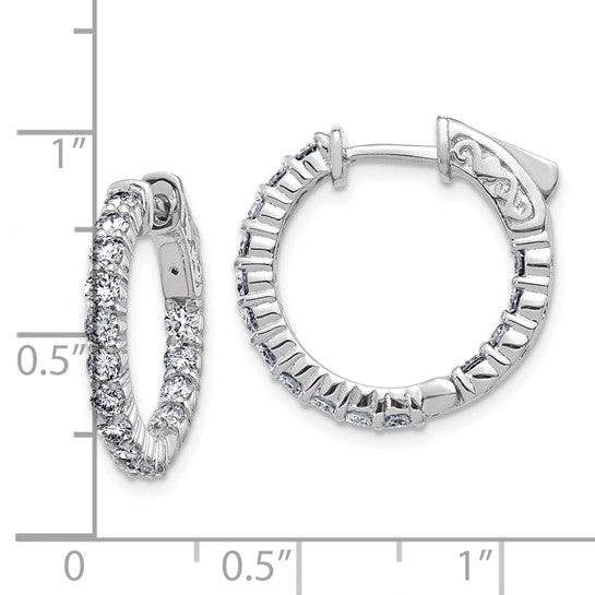14kw 1.5ct 2.30mm G H I True Light Moissanite Hoop w/Safety Clasp Earrings