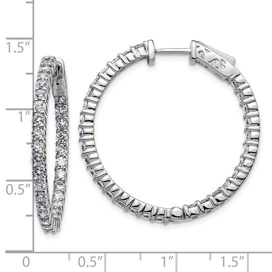 14k White Gold 3ct. 2.30mm G H I True Light Moissanite Hoop w/Safety Clasp
