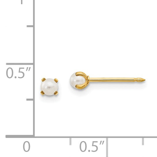 Inverness 14k 3mm Simulated Pearl Post Piercing Earrings