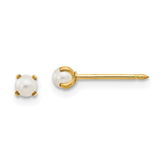 Inverness 14k 3mm Simulated Pearl Post Piercing Earrings