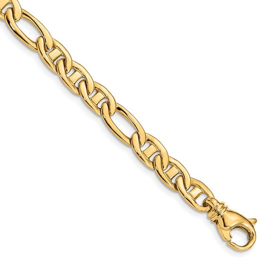 10k 6.5mm Solid Hand-polished 3 & 1 Flat Anchor Link (Per Inch)
