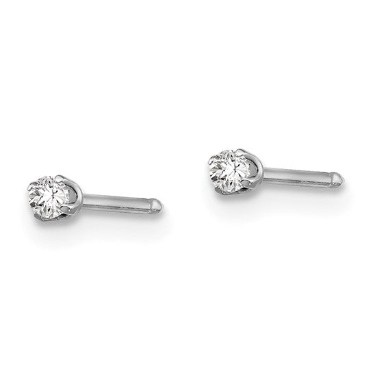 Inverness 14k White Gold 2mm CZ Post Piercing Earrings