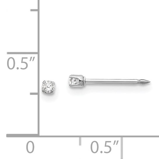 Inverness 14k White Gold 2mm CZ Post Piercing Earrings