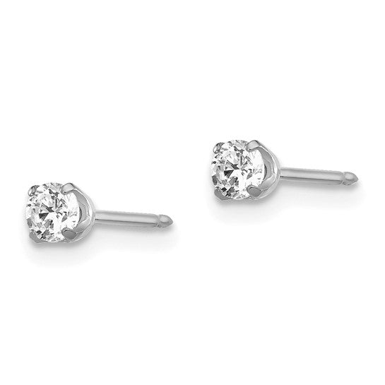 Inverness 14k White Gold 3mm CZ Post Piercing Earrings