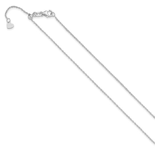 14K White Gold Adjustable 0.95mm Sparkle Singapore Chain
