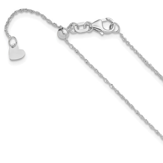14K White Gold Adjustable 0.95mm Sparkle Singapore Chain