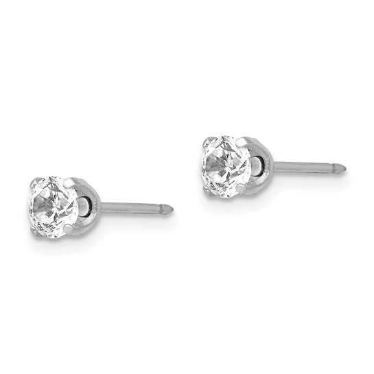 Inverness 14k White Gold 4.25mm CZ Post Piercing Earrings