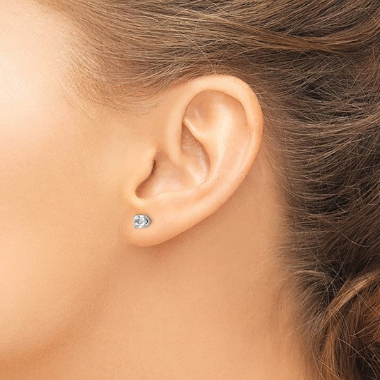 Inverness 14k White Gold 4.25mm CZ Post Piercing Earrings