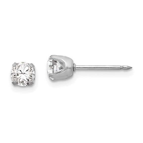 Inverness 14k White Gold 4.25mm CZ Post Piercing Earrings
