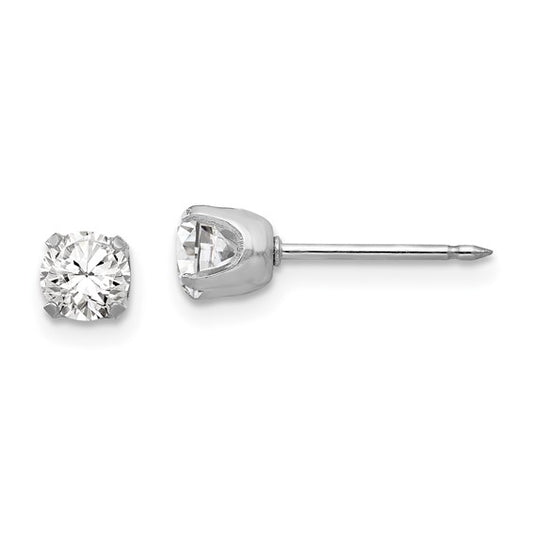 Inverness 14k White Gold 4.25mm CZ Post Piercing Earrings