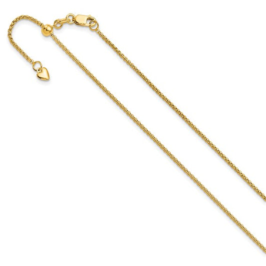 14K Round Box Adjustable Round Chain
