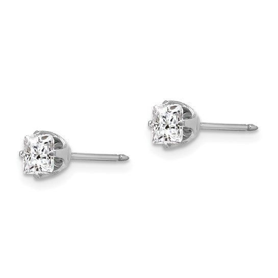 Inverness 14k White Gold 5mm Square CZ Post Piercing Earrings