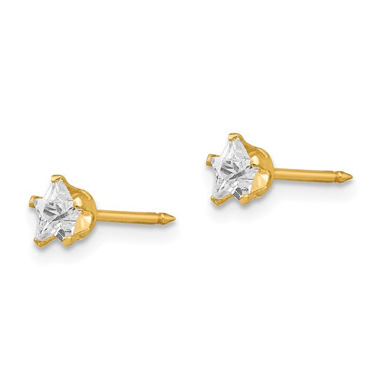 Inverness 14k 4mm Star CZ Post Piercing Earrings