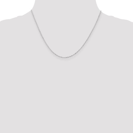 14K White Gold 1mm Singapore with Lobster Clasp Chain