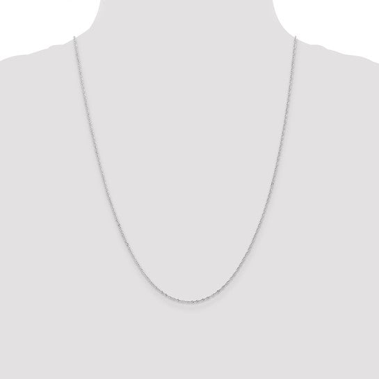 14K White Gold 1mm Singapore with Lobster Clasp Chain