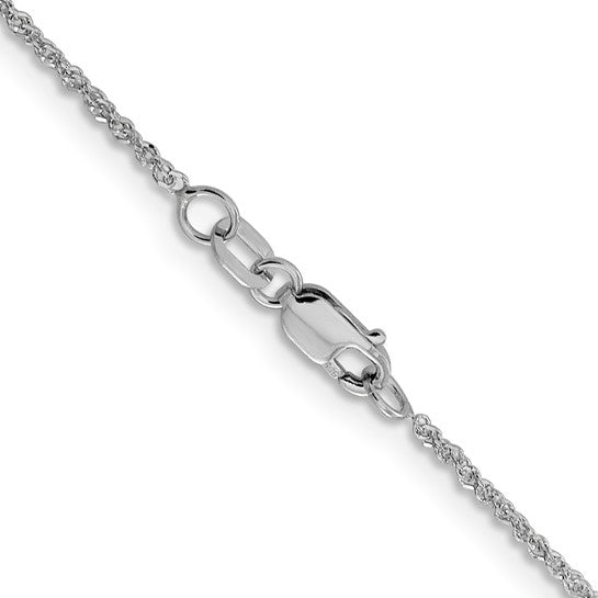 14K White Gold 1mm Sparkle Singapore Chain