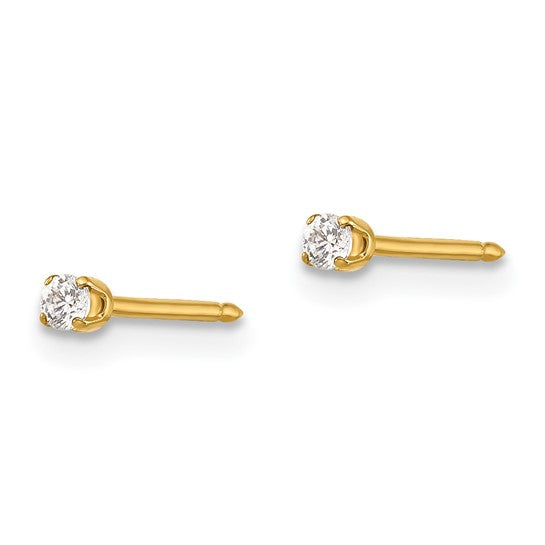 Inverness 14k 2mm CZ Post Piercing Earrings