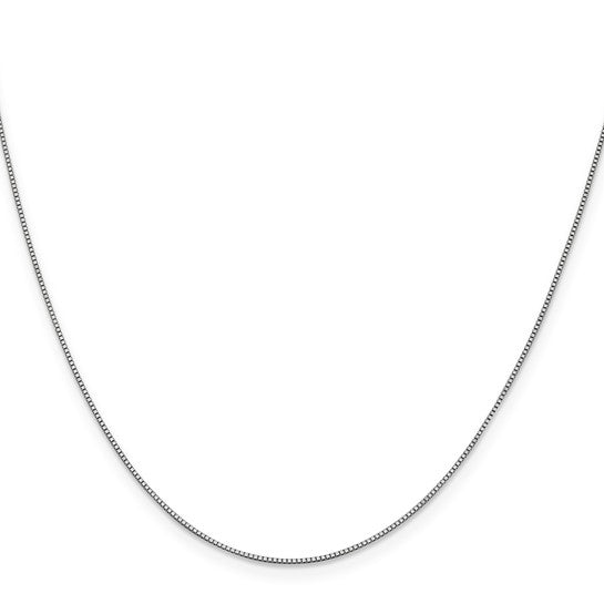 14K White Gold .8mm Box with Spring Ring Clasp Chain