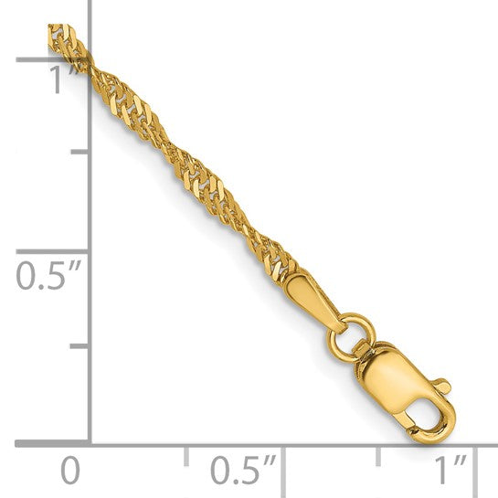 14K 1.9mm Singapore Chain Anklet