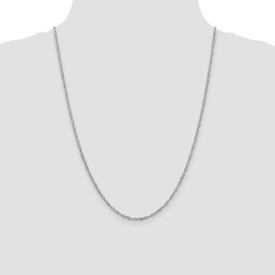 14K White Gold 1.6mm Sparkle Singapore Chain