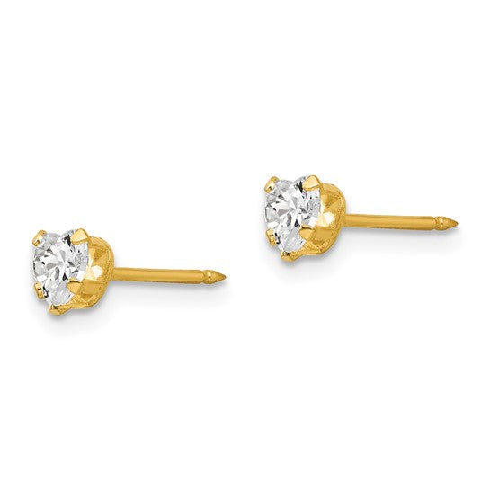 Inverness 14k 4mm Clear Heart CZ Post Piercing Earrings