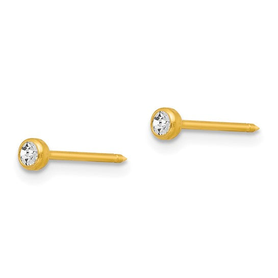 Inverness 14k 3mm Crystal Bezel Post Piercing Earrings