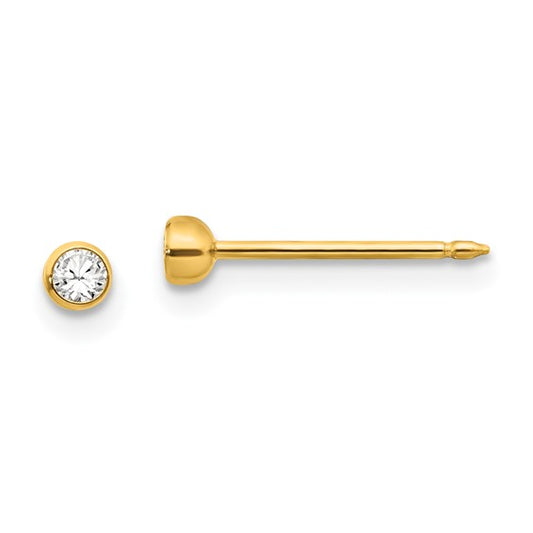 Inverness 14k 3mm Crystal Bezel Post Piercing Earrings