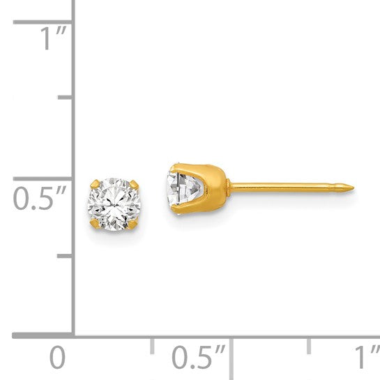 Inverness 14k 4.25mm CZ Post Piercing Earrings