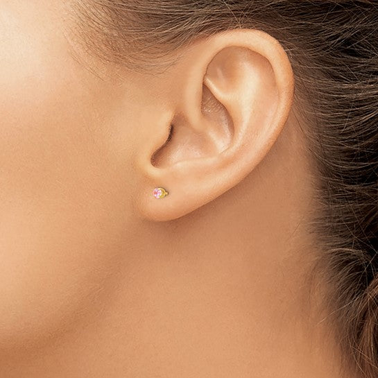 Inverness 14k 3mm Pink CZ Post Piercing Earrings