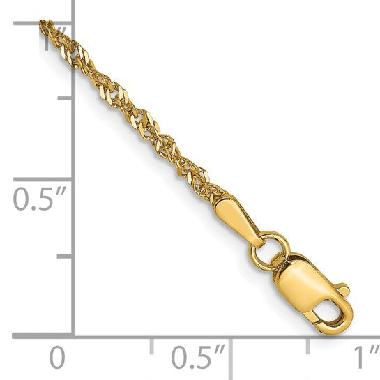 14K 1.6 mm Singapore Chain Anklet