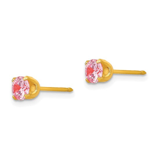 Inverness 14k 5mm Pink CZ Post Piercing Earrings