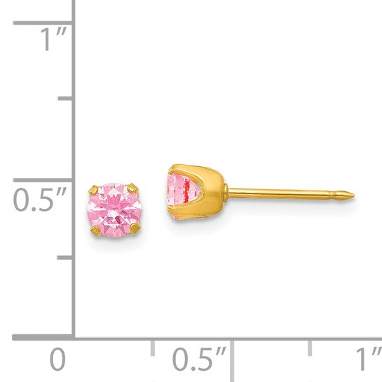 Inverness 14k 5mm Pink CZ Post Piercing Earrings