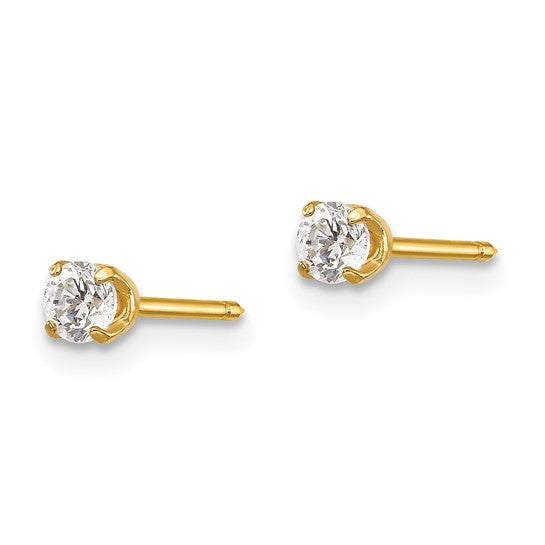 Inverness 14k 3mm CZ Long Post Piercing Earrings