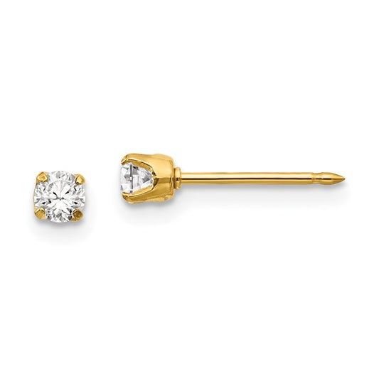 Inverness 14k 3mm CZ Long Post Piercing Earrings