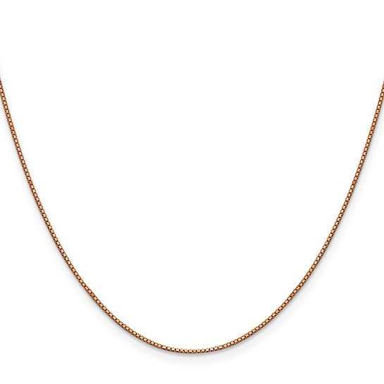 14K Rose Gold .8mm Box with Lobster Clasp Chain